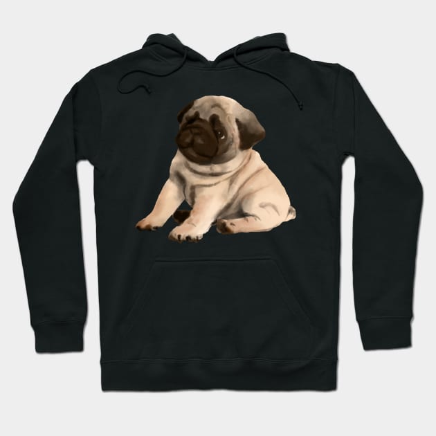 Pug cute sitting Hoodie by ArtInPi